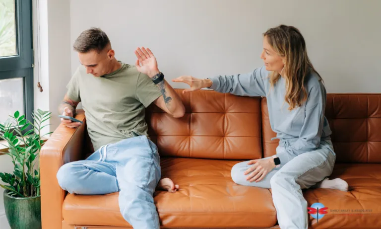 man avoiding his wife