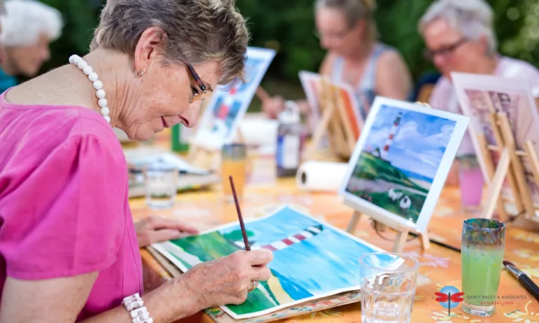 women having art therapy session